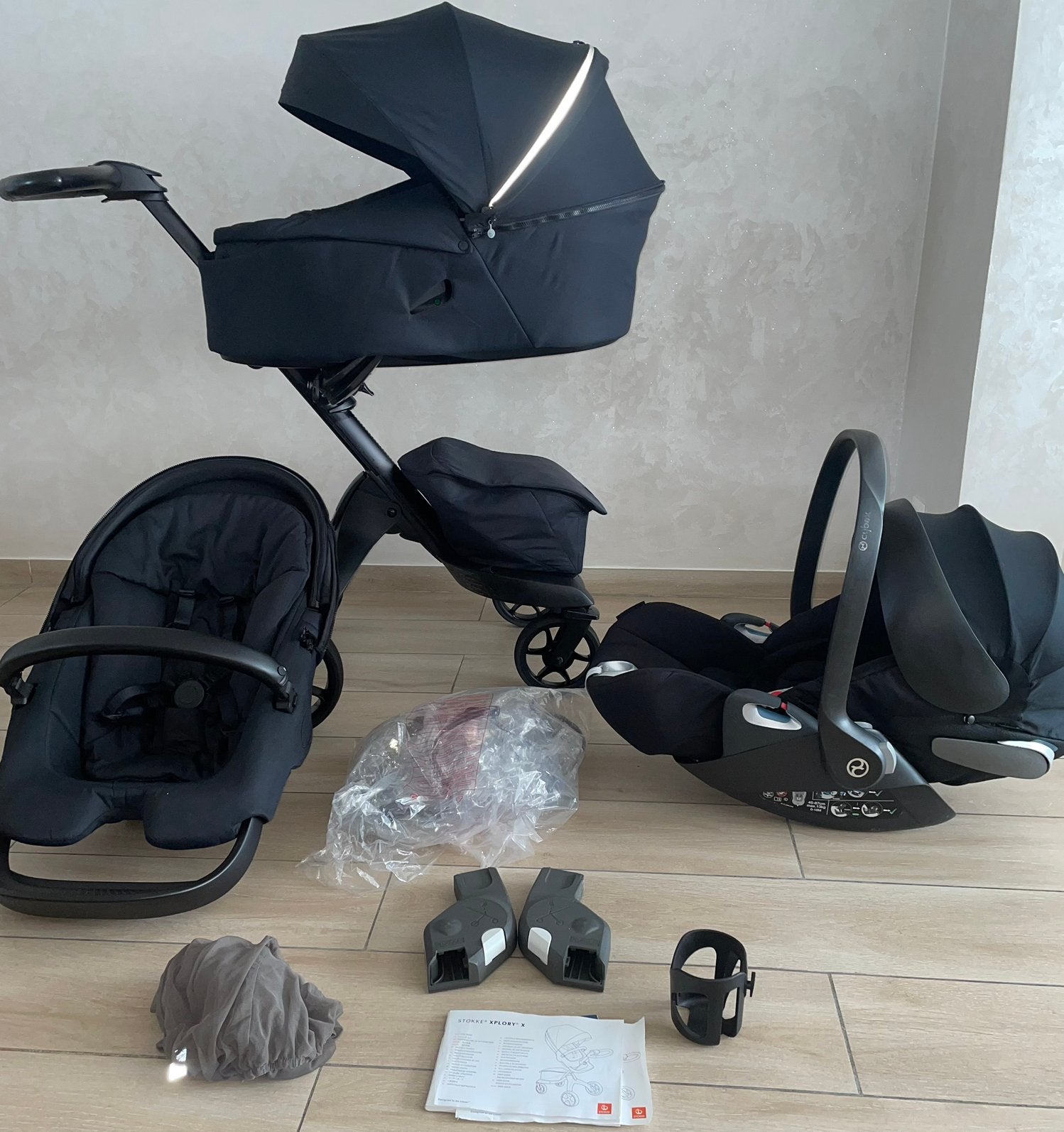 Stokke Xplory X Rich Black complet 3 en 1 set, Enfants & Bébés, Enlèvement ou Envoi, Babygeluk, Comme neuf, W