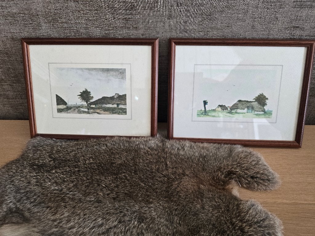 2 etsen van Dirk Baksteen, Antiquités & Art, Eau-forte, Paysage, 26 cm, Enlèvement ou Envoi