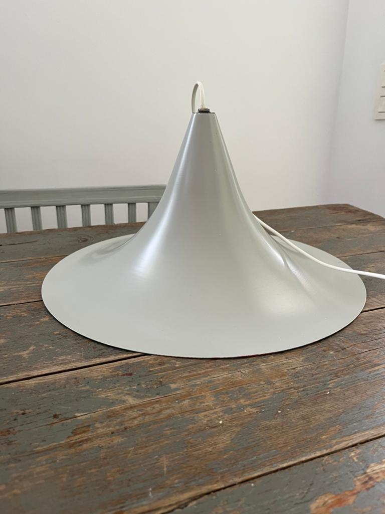 VINTAGE LAMP HANGLAMP HEKSENHOED LICHTGRIJS ZGSTAAT, Ophalen of Verzenden