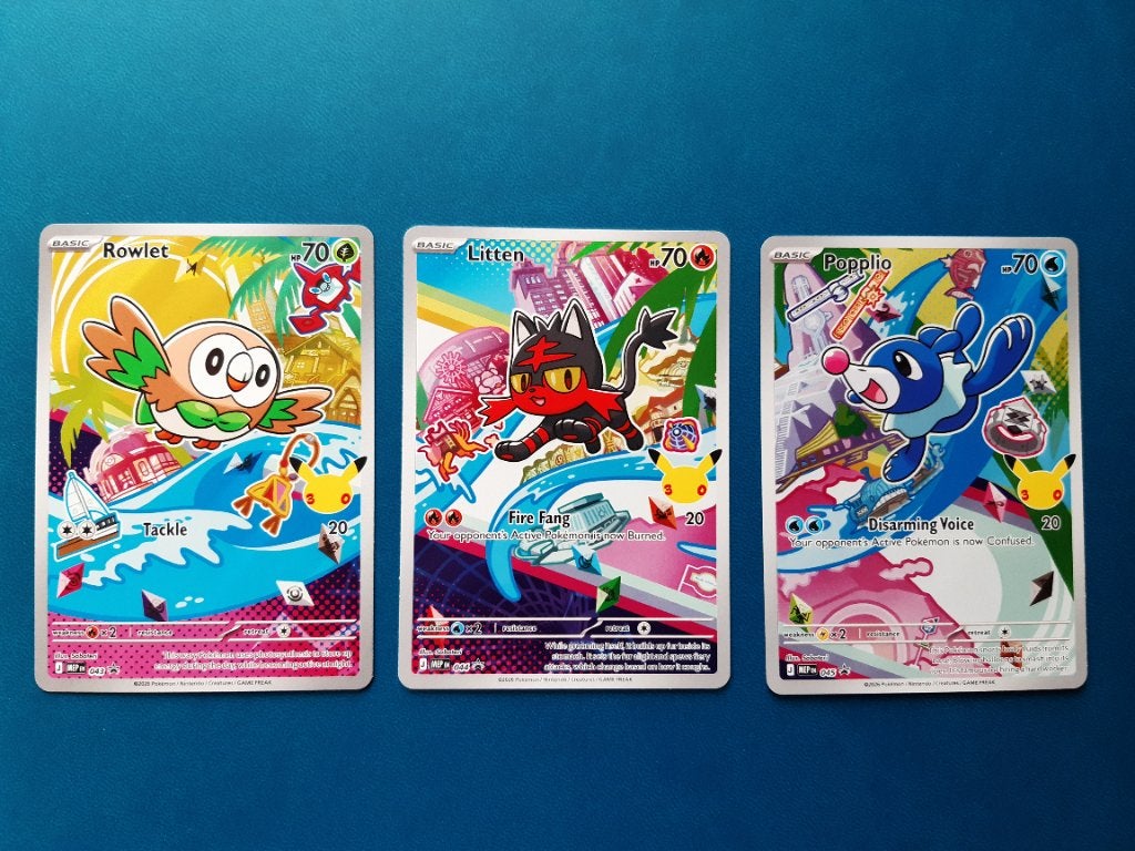 Rowlet 043,litten 044,Popplio 045, Hobby en Vrije tijd, Verzamelkaartspellen | Pokémon, Ophalen of Verzenden, Zo goed als nieuw