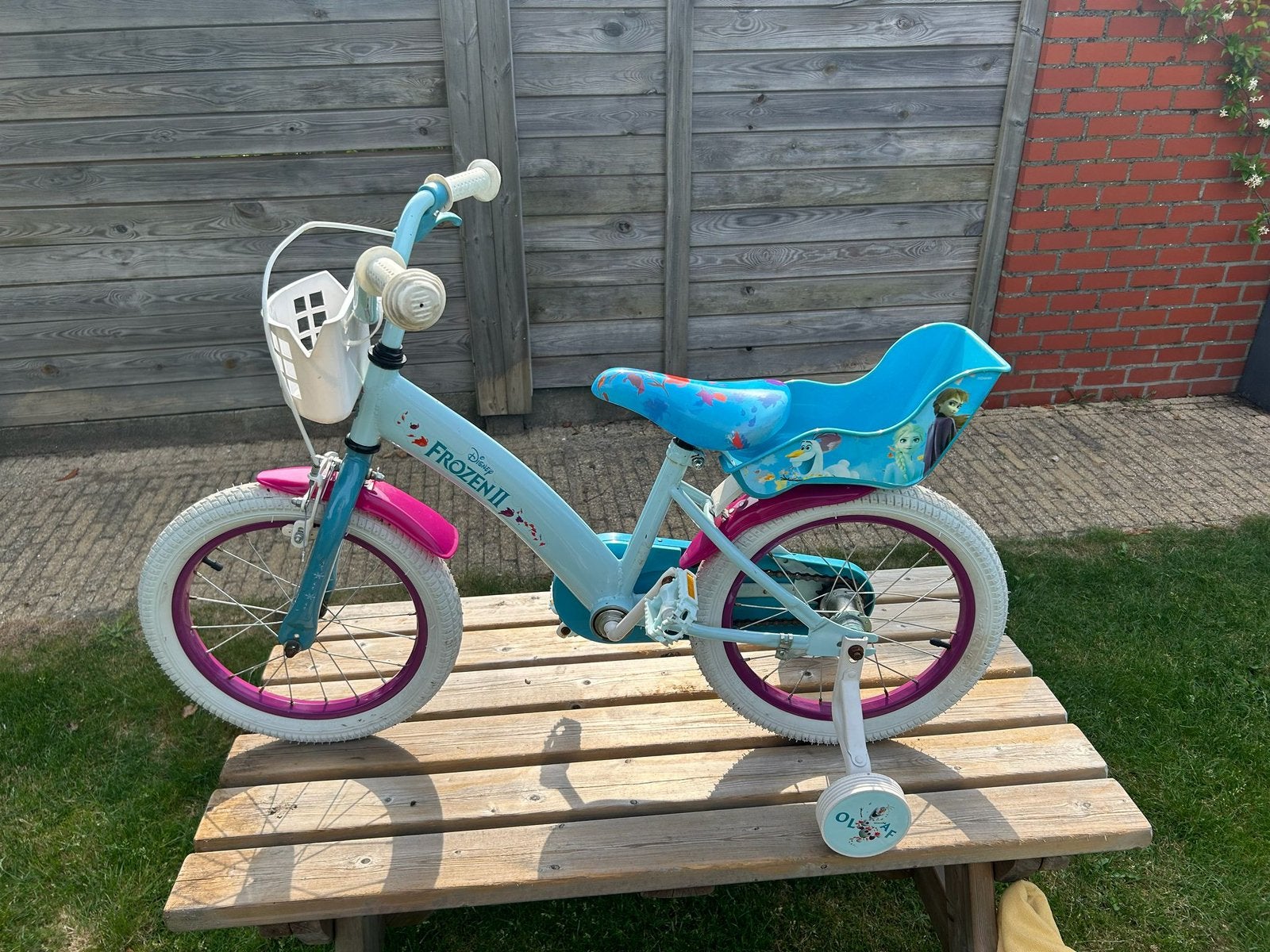 16inch Frozen kinderfiets, Ophalen, Terugtraprem, Zijwieltjes, 16 tot 20 inch