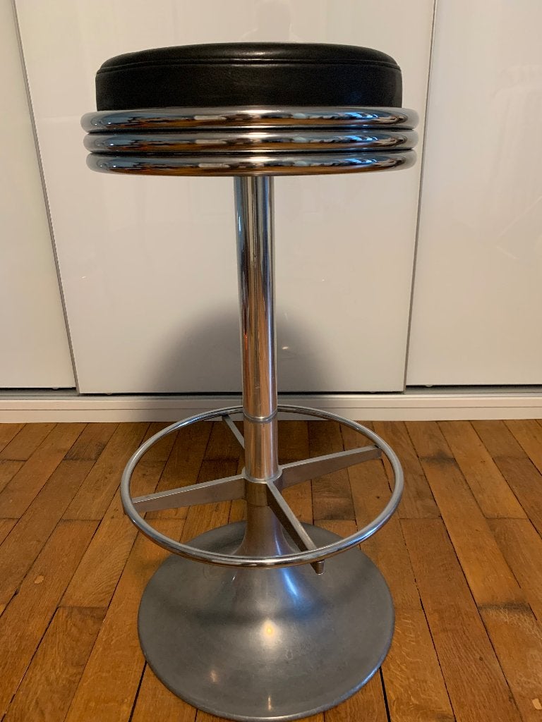 barkruk vintage origineel uit de jaren 60 perfecte staat, Ophalen, Met voetsteun, Zo goed als nieuw, Leer