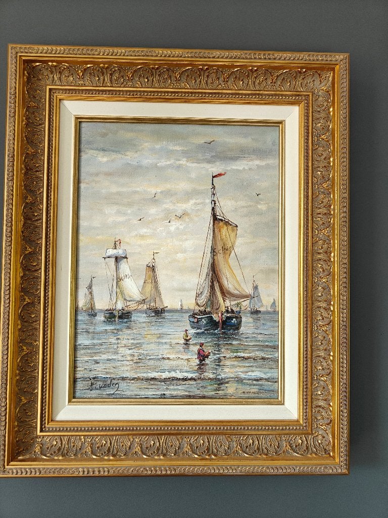Klassieke schilderij H. Vader 20 x 40, Ophalen, Maritiem / water, Doek, Bijzondere lijst