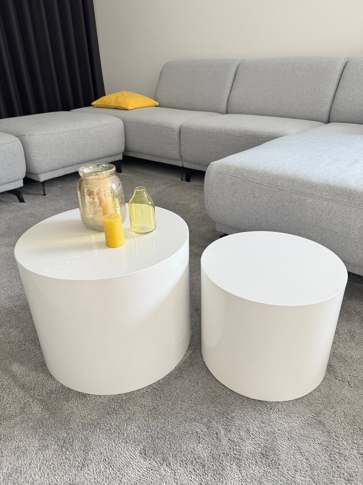 2 ensembles de 2 tables basses rondes blanches (4 pièces), Rond, Moins de 55 cm, Enlèvement, Autres matériaux