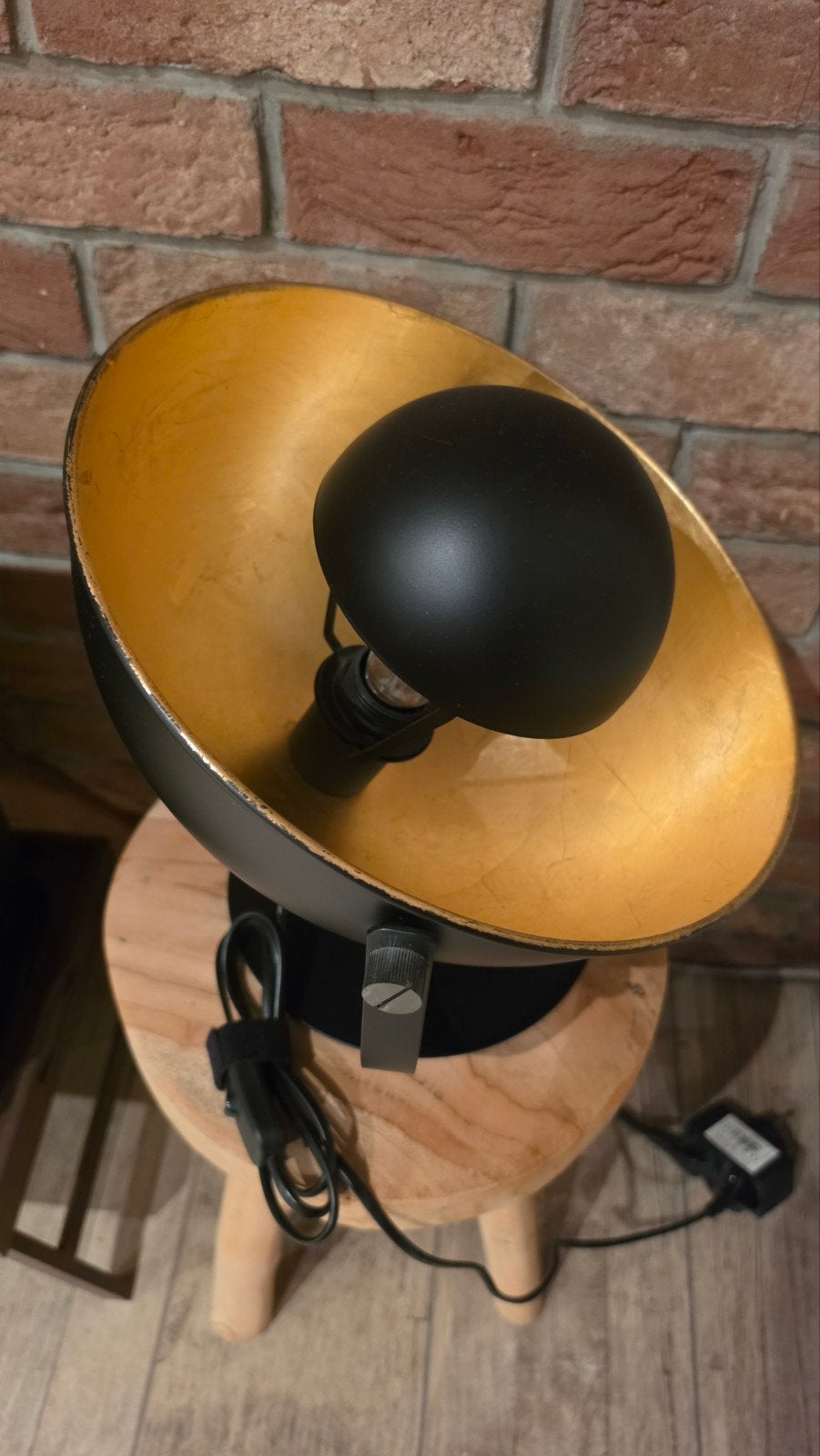 Lampe design industriel – Noir et Or, Enlèvement, Avec interrupteur, Doré