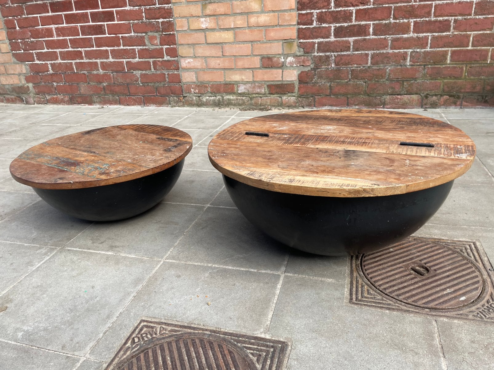 Salon of bijzet tafeltjes, Maison & Meubles, Tables | Tables de salon, Enlèvement, Utilisé, Autres essences de bois, Rond