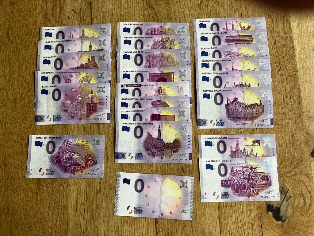 23 stuks 0-eurobiljet in 1 koop, Postzegels en Munten, Bankbiljetten | Europa | Eurobiljetten, Ophalen of Verzenden