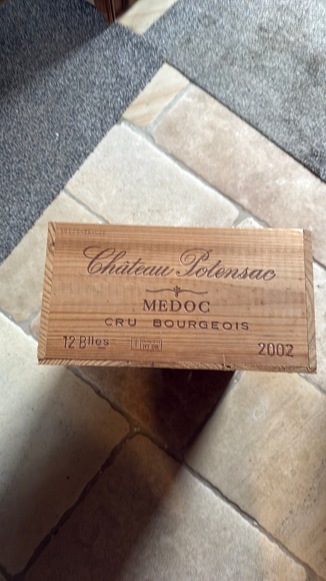 Wijnkist Chateau Potensac Medoc Cru Bourgeois 2002, Ophalen of Verzenden, Zo goed als nieuw