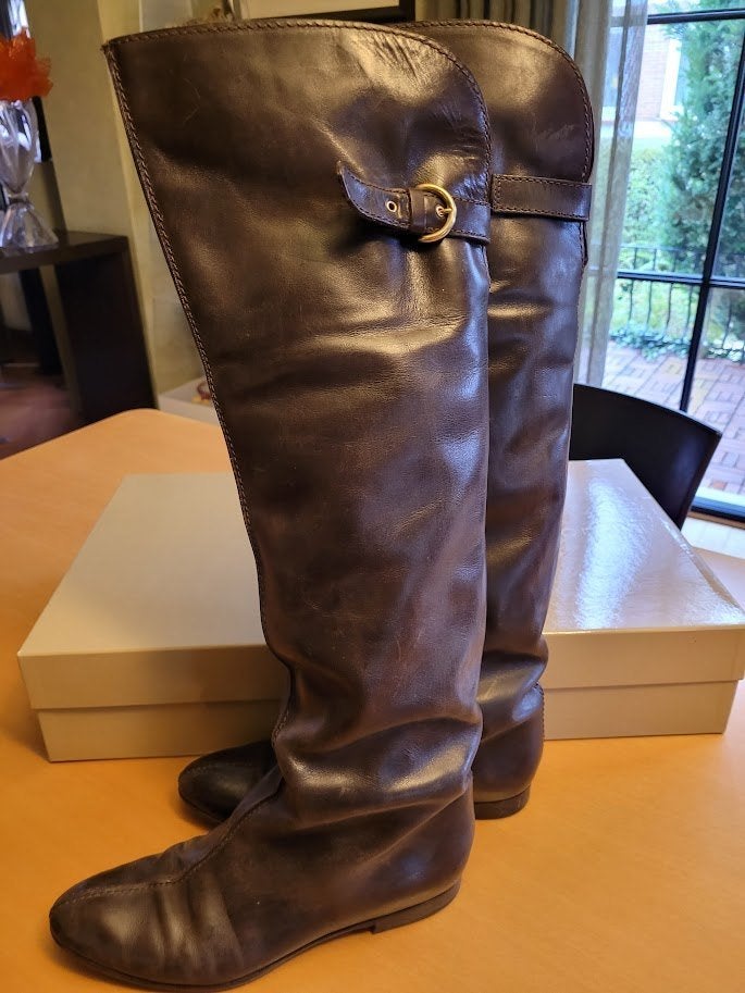 Cuissardes Sergio Rossi 37, Comme neuf, Brun, Bottes hautes, Sergio Rossi