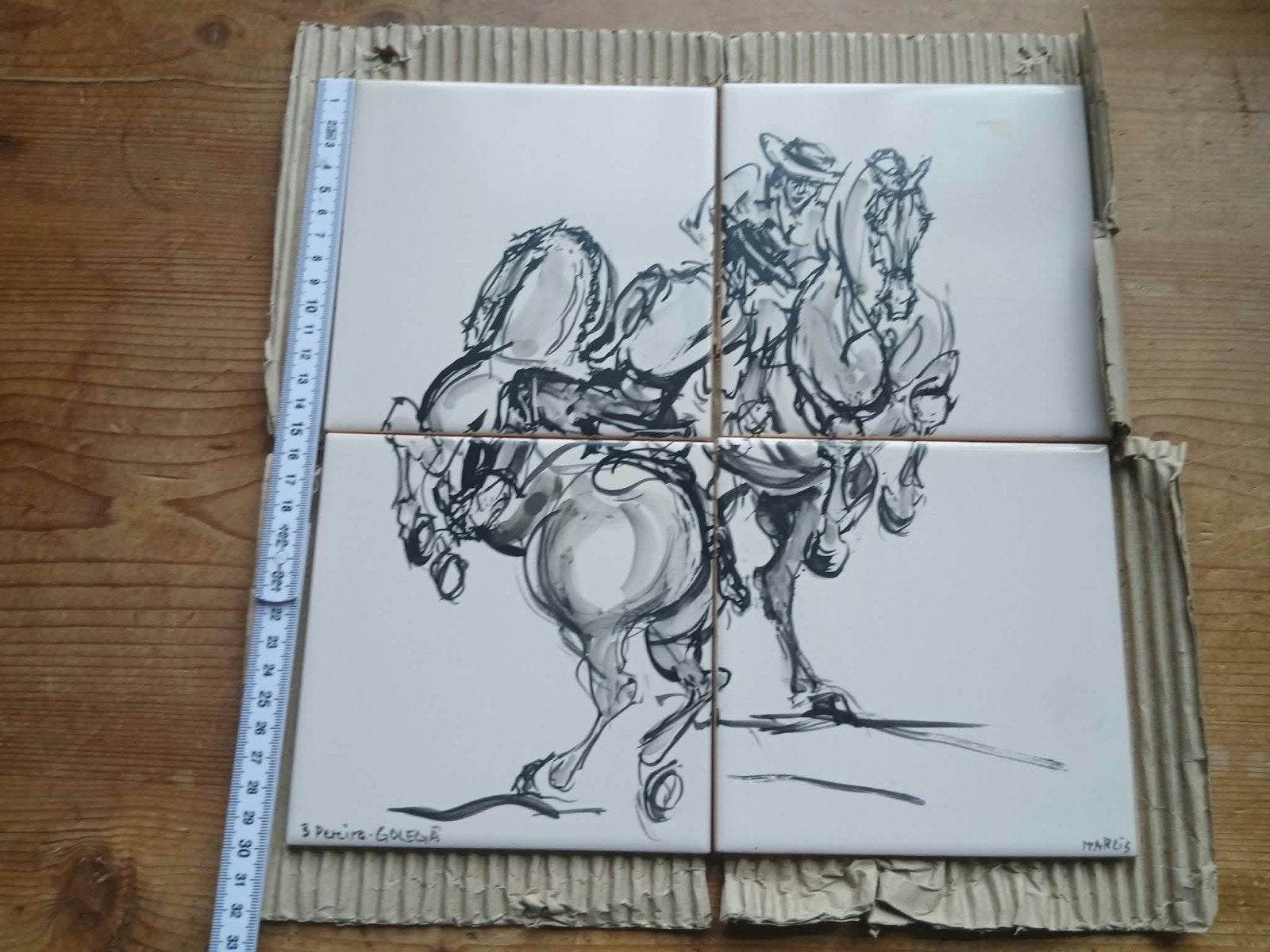 Prachtige tegels Horses of Golega, Portugees, Working, 30 cm, Overige typen, Handgemaakt, Nieuw