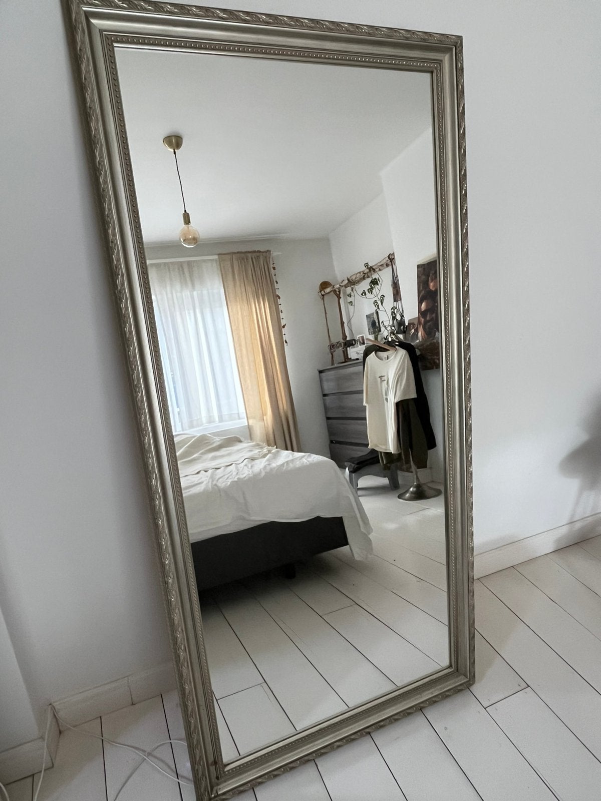 Grote spiegel 85 x 175 cm zilverkleurig, Huis en Inrichting, Woonaccessoires | Spiegels, Ophalen, Zo goed als nieuw