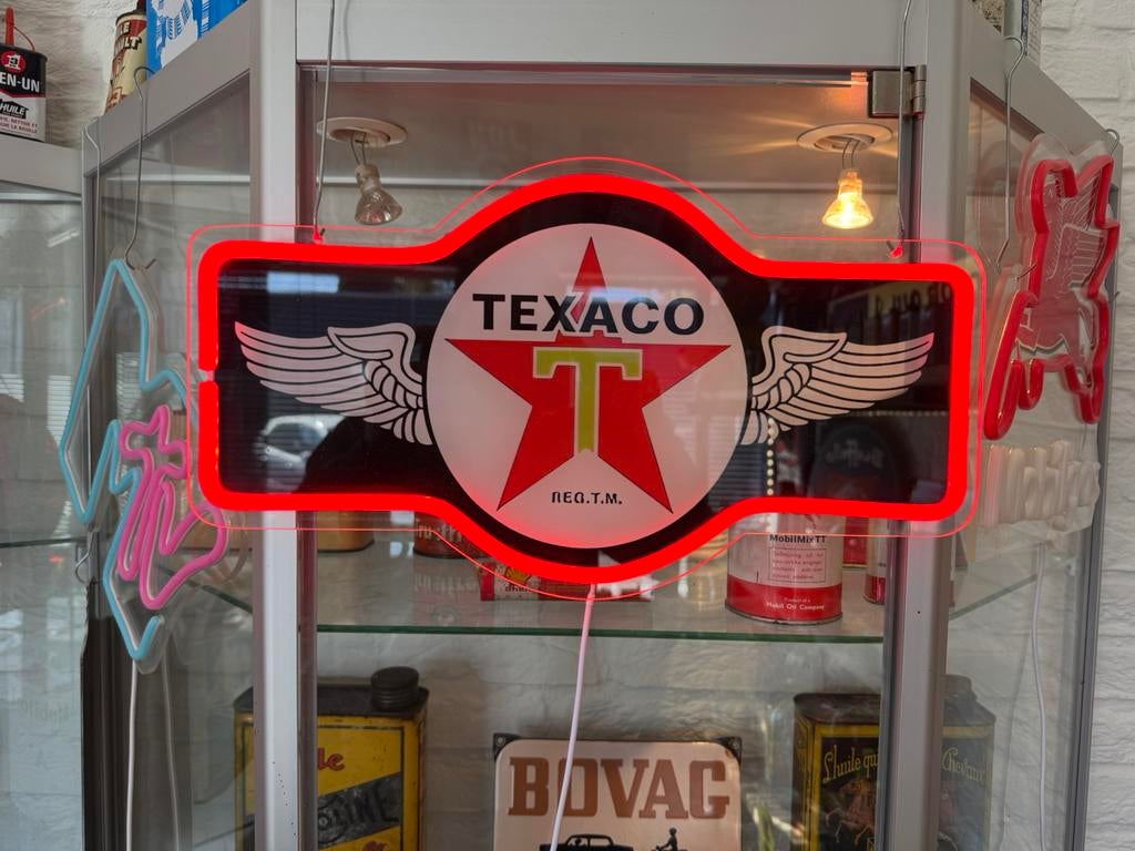 TEXACO reclame NeoN verlichting, Verzamelen, Merken en Reclamevoorwerpen, Zo goed als nieuw, Lichtbak of (neon) lamp, Ophalen