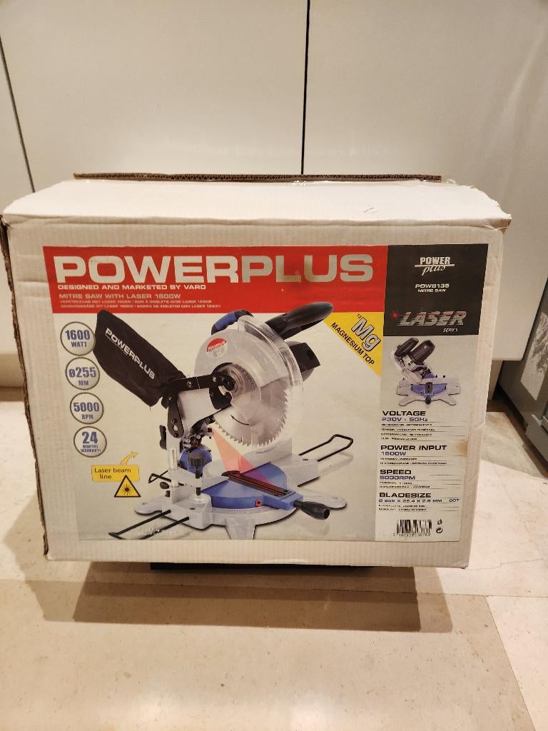 Scie à onglets avec guide laser Powerplus 8135 lame 25,5 cm, Comme neuf, Enlèvement, Outillage ou Accessoires, Autres marques