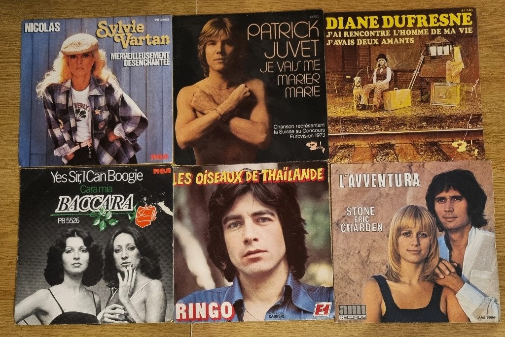 Vinyles45T Ringo,Baccara,P.Juvet ,D.dufresne,S.Vartan,Stone, Ophalen of Verzenden