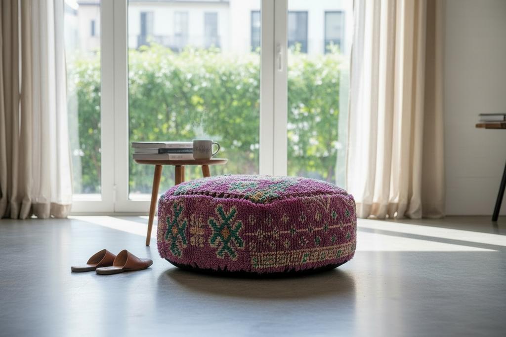 Vintage XL berber / Marokkaanse poef, Huis en Inrichting, Zetels | Voetbanken en poefs, Zo goed als nieuw, Ophalen