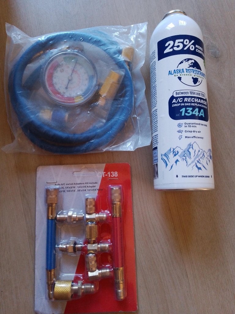 Kit pour remplissage frigo gaz R134A 1 bonbonnes + flexible, Enlèvement