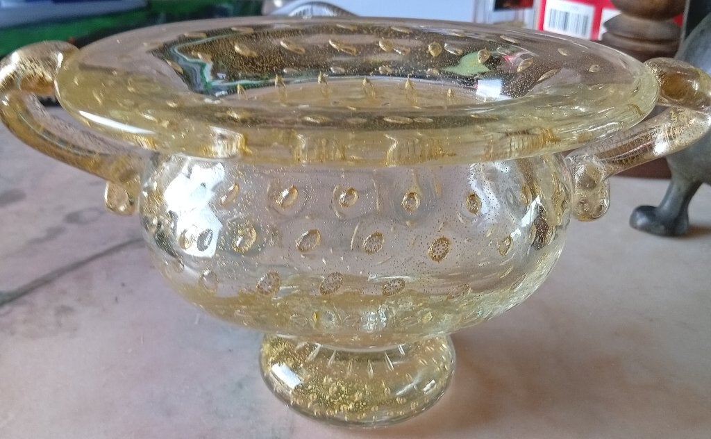 Petite jardinière Ercole Barovier paillettes or 1950 Murano, Ophalen