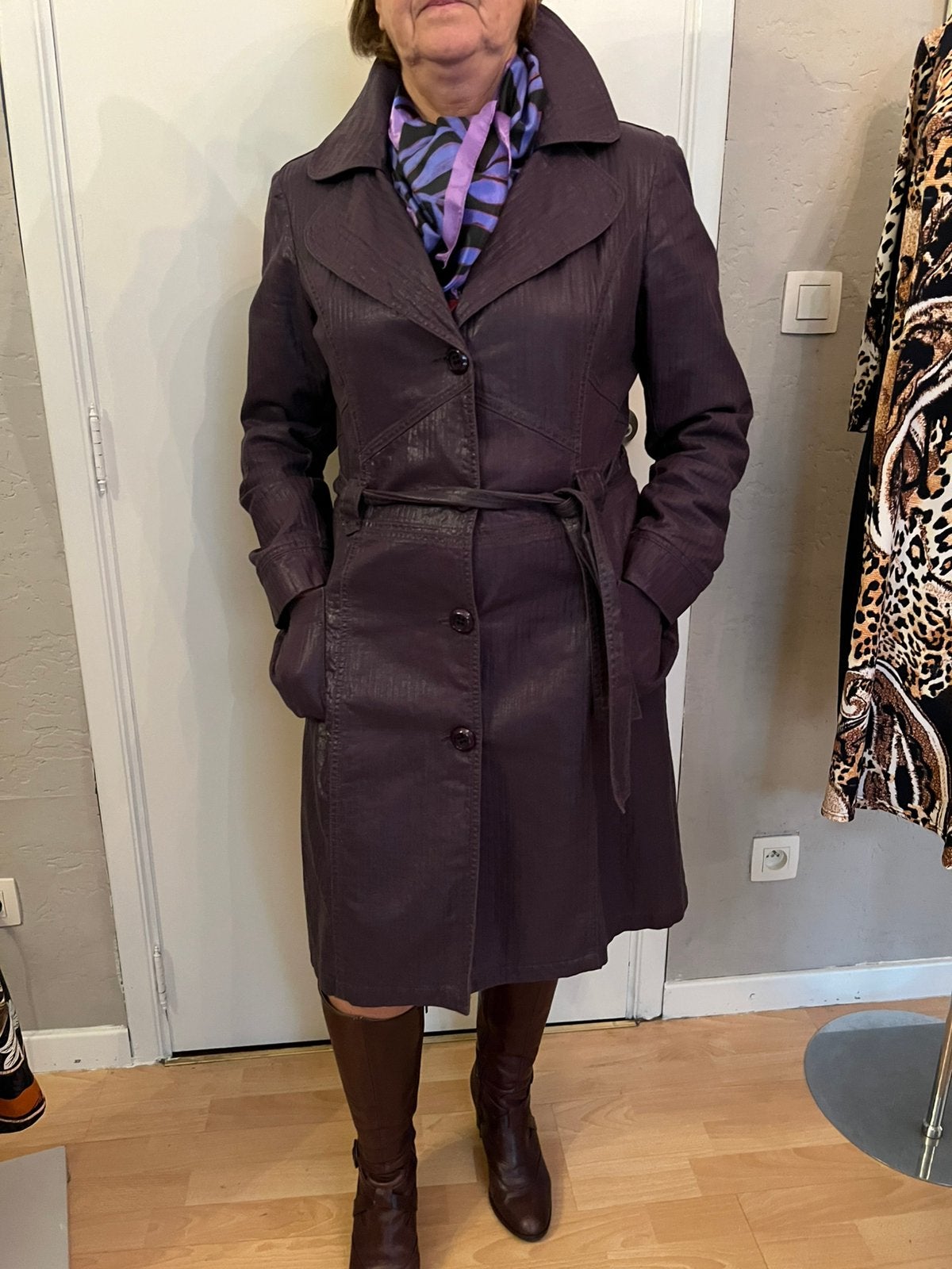 Trench-coat Melvin taille 42 violet aubergine, Enlèvement ou Envoi, Comme neuf, Taille 42/44 (L), Violet