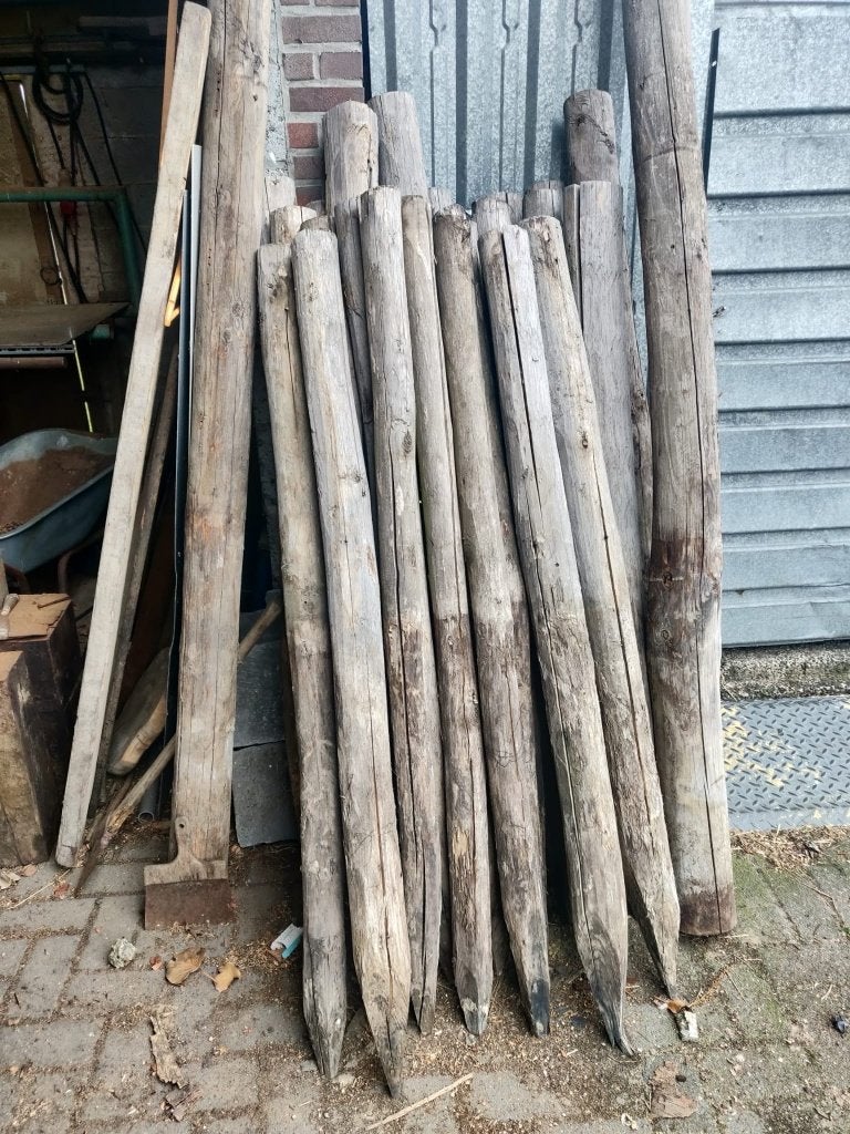 21 kastanje palen lengte 1.50 m hoog, Ophalen, Gebruikt, Minder dan 180 cm, Palen