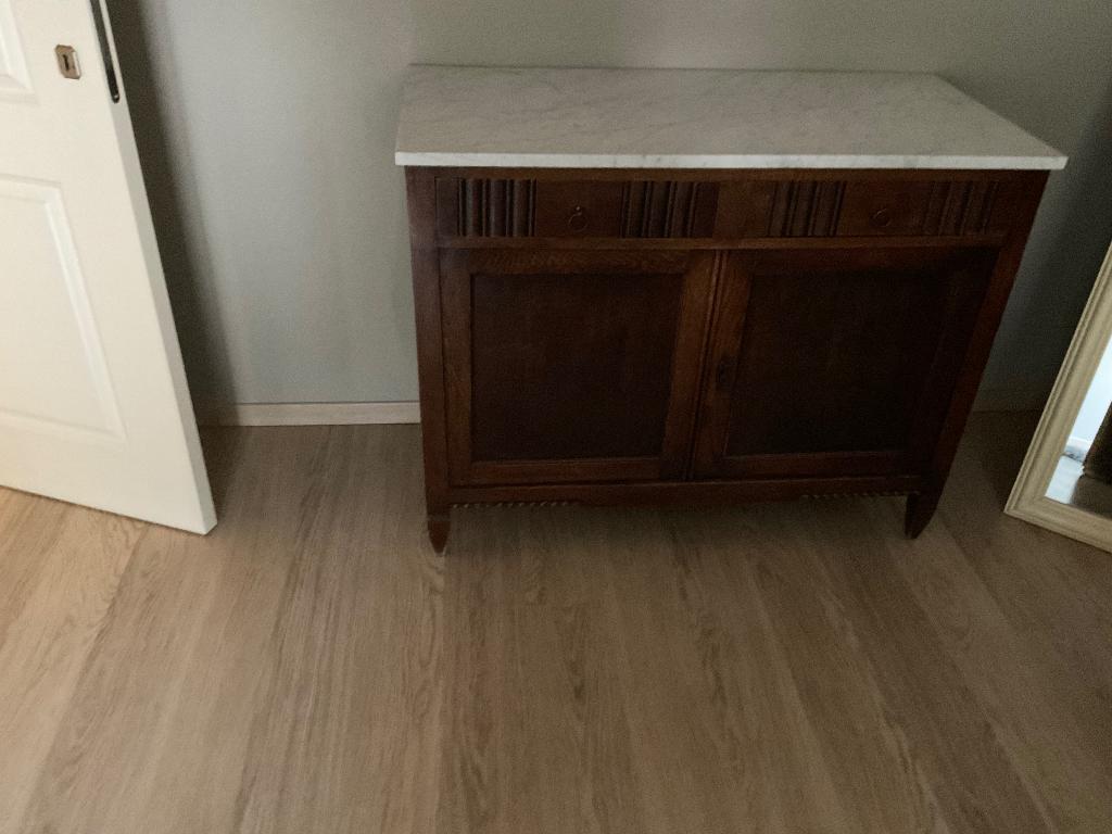 Dressoir met marmeren blad, Huis en Inrichting, Kasten | Dressoirs, Gebruikt, 100 tot 150 cm, Antiek, Ophalen