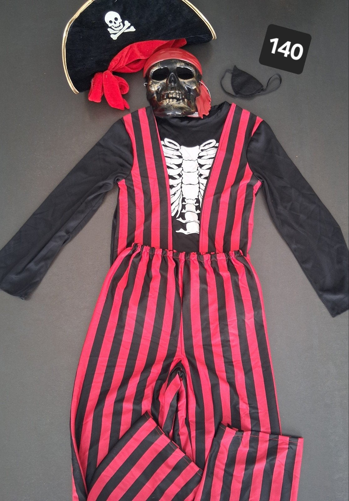 Costume de squelette de pirate taille 140, Enlèvement ou Envoi
