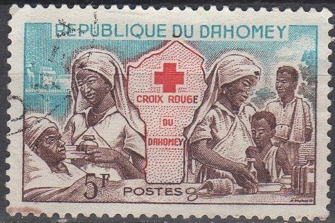 Dahomey - Rode Kruis van Dahomey - 1962, Ophalen of Verzenden, Gestempeld