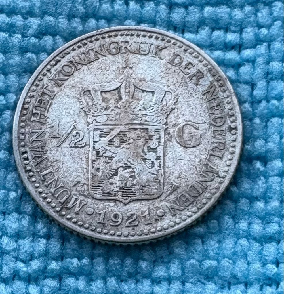 Argent 1/2 florin 1921 Pays-Bas, Enlèvement ou Envoi, Reine Wilhelmine