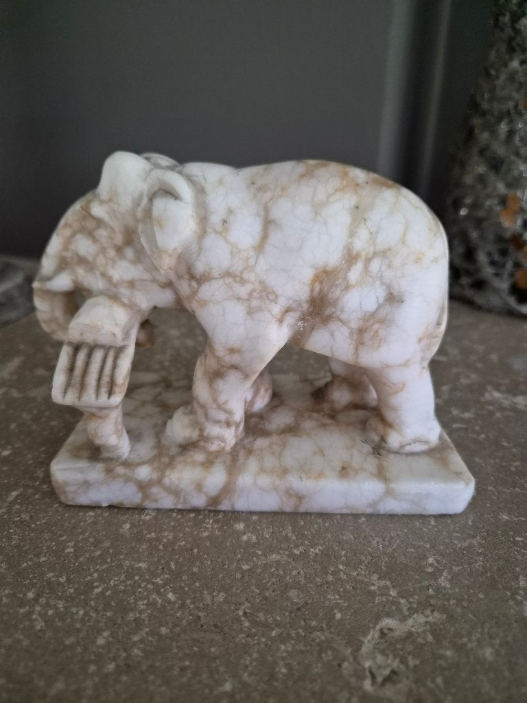 Handgesneden marmeren olifant  – vintage –, Ophalen