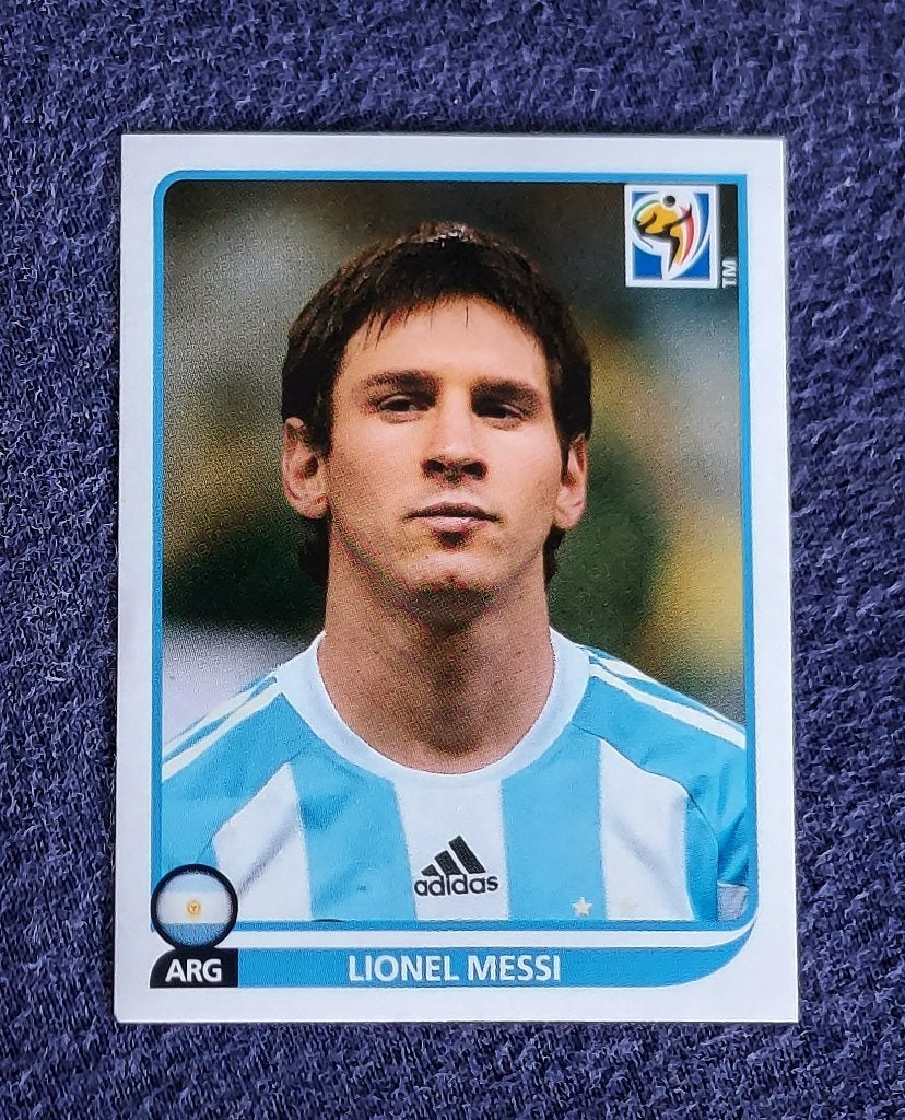 Panini sticker card voetbal ' WK 2010 - Lionel Messi ', Ophalen of Verzenden, Nieuw, Poster, Plaatje of Sticker