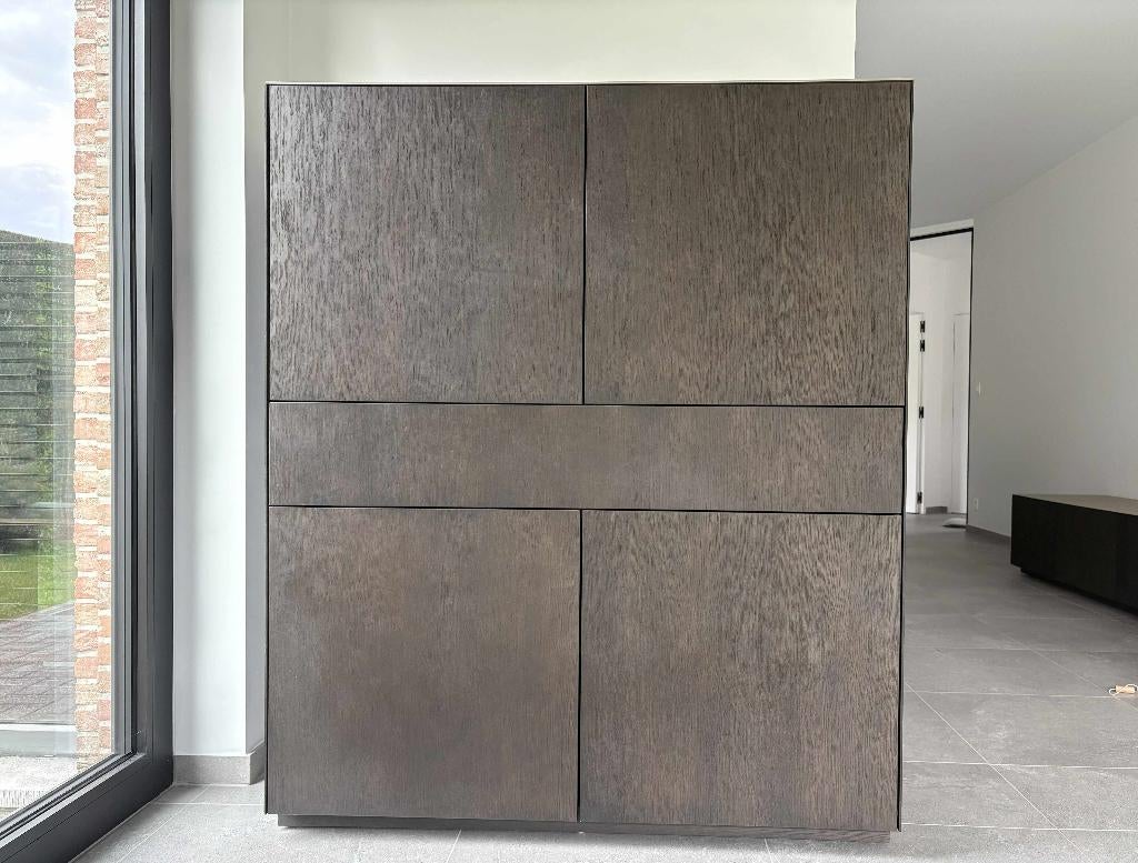 Meuble buffet avec tiroir_wood et plateau en verre, Avec tiroir(s), 100 à 150 cm, Enlèvement, Utilisé