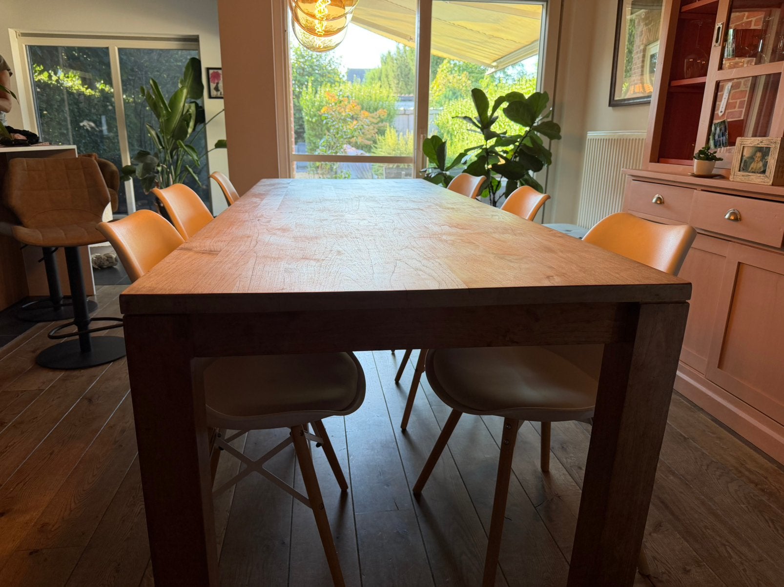 Teak Living Tafel 240  90 + Gratis Stoelen, Ophalen, Zo goed als nieuw