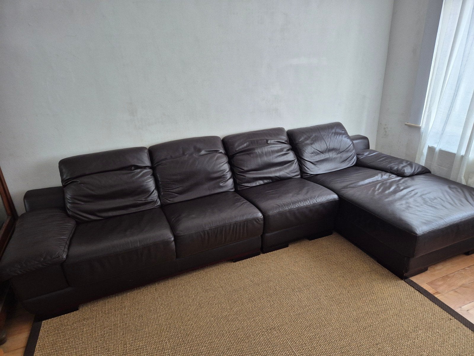fauteuil en cuir brun en 3 modules, Enlèvement, Cuir