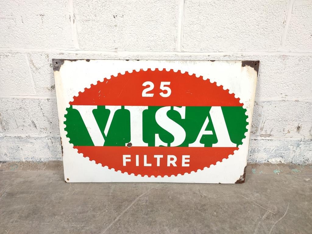 Groot emaille bord Visa sigaretten, Ophalen