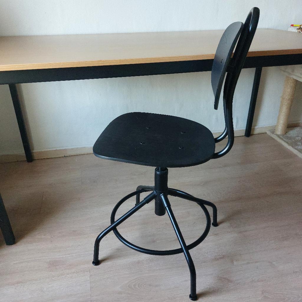 Chaise de bureau retro ikea Hullaberg, Maison & Meubles, Enlèvement, Comme neuf, Noir, Chaise de bureau