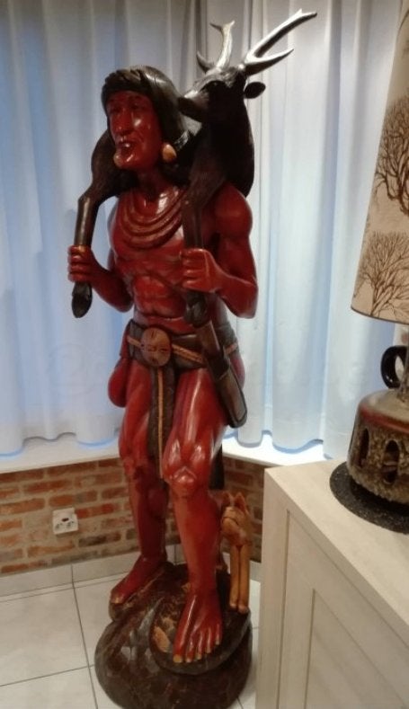 houten indiaan, Antiek en Kunst, Ophalen, Houtsnijwerk, Handgemaakt, Hout