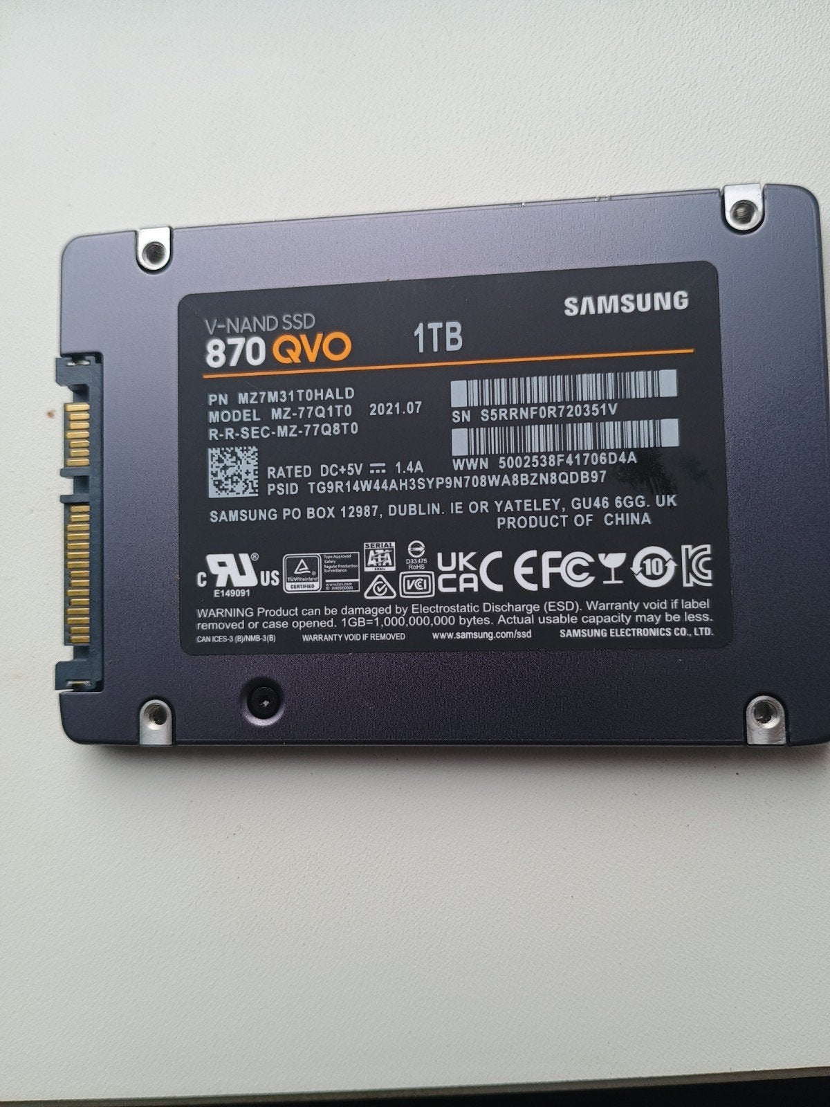 Samsung 870 QVO SSD 1TB , gratis verzending in bubble brief, Computers en Software, Harde schijven, Verzenden, SSD