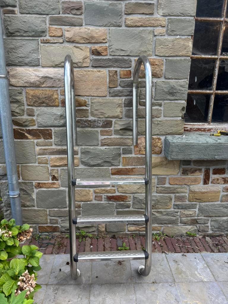 Inox zwembad trapladder, Tuin en Terras, Ophalen, Gebruikt