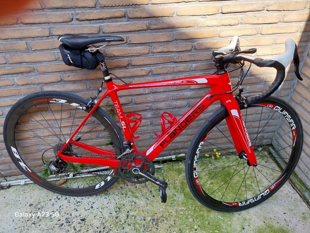 koersfiets met carbonnen wielen, Fietsen en Brommers, Fietsen | Racefietsen, Gebruikt, Carbon, Velgrem, 49 tot 53 cm