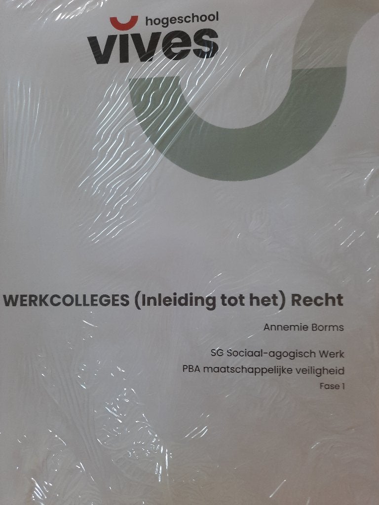 Cursus 'Werkcolleges (Inleiding tot het) Recht, Boeken, Ophalen of Verzenden, Nieuw, Hogeschool, Annemie Borms