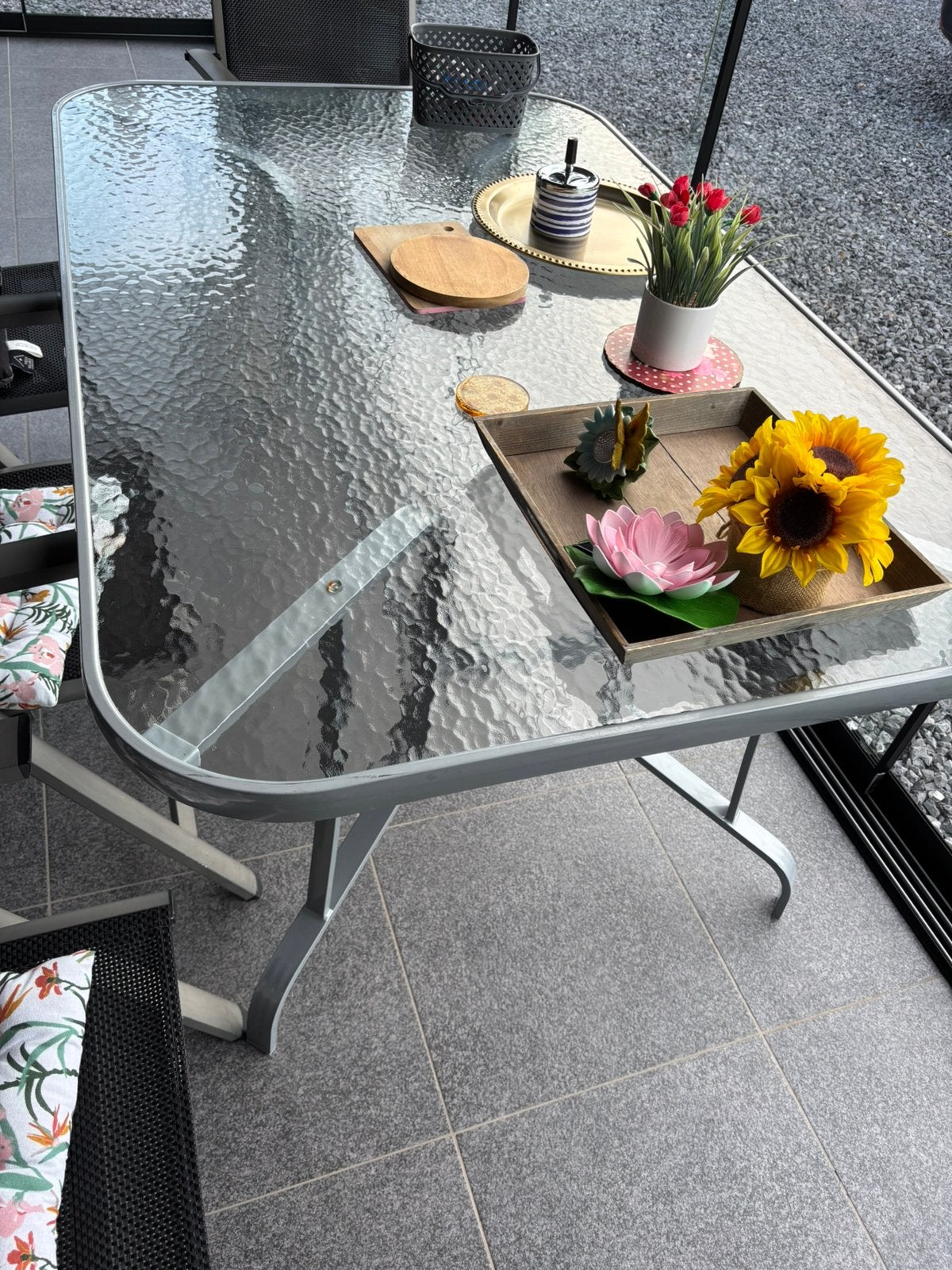Aluminium tafel met glasplaat, Ophalen, Zo goed als nieuw, Rechthoekig, Aluminium