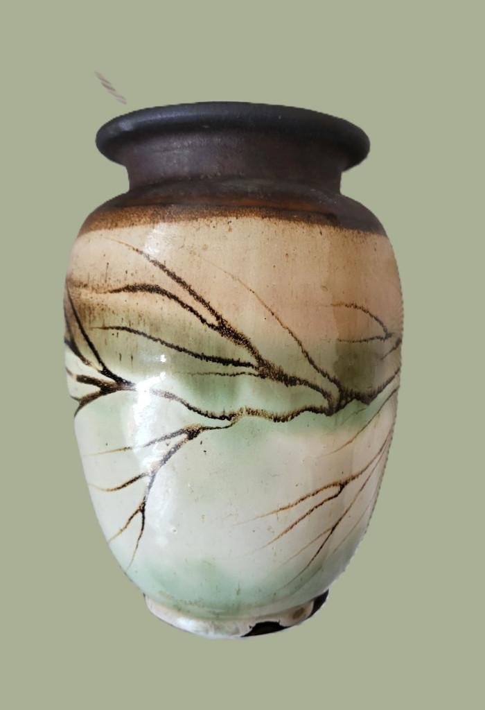 Vase artisanal grès émaille signé, Enlèvement ou Envoi
