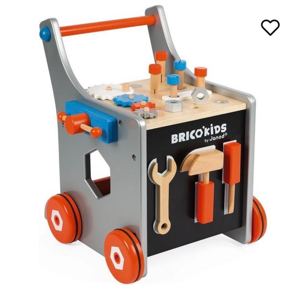 Janod Bricokids werk karretje met onderdelen 18m-4j, Ophalen, Zo goed als nieuw