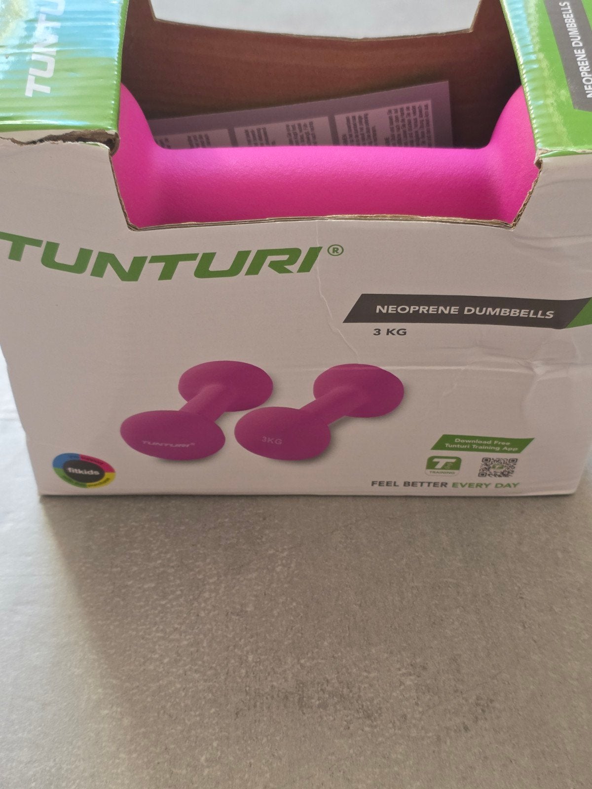 NIEUW TUNTURI halters van neopreen van 2x3 kg, paars, Sport en Fitness, Ophalen of Verzenden, Nieuw, Benen, Dumbbell