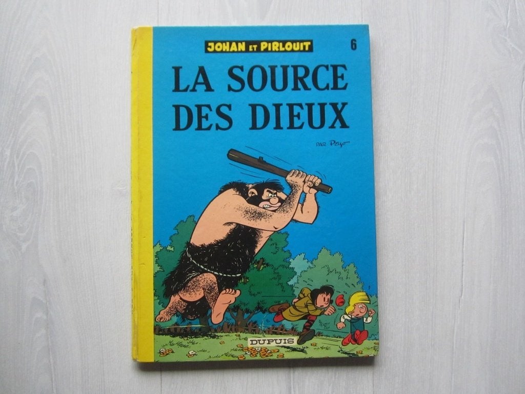 Johan et Pirlouit 6 : La source des dieux - 1974, Gelezen, Peyo, Eén stripboek, Ophalen of Verzenden