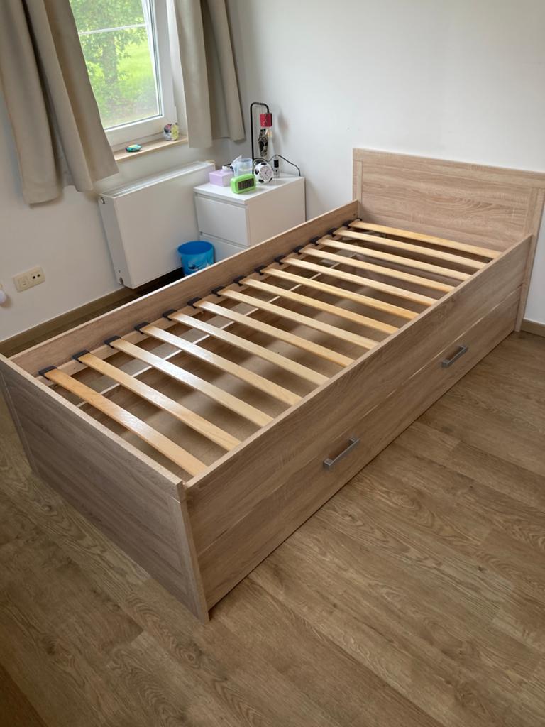 Bed 90x200 met opberglade/onderbed, Huis en Inrichting, Slaapkamer | Bedden, Ophalen, Gebruikt, 90 cm, Eenpersoons