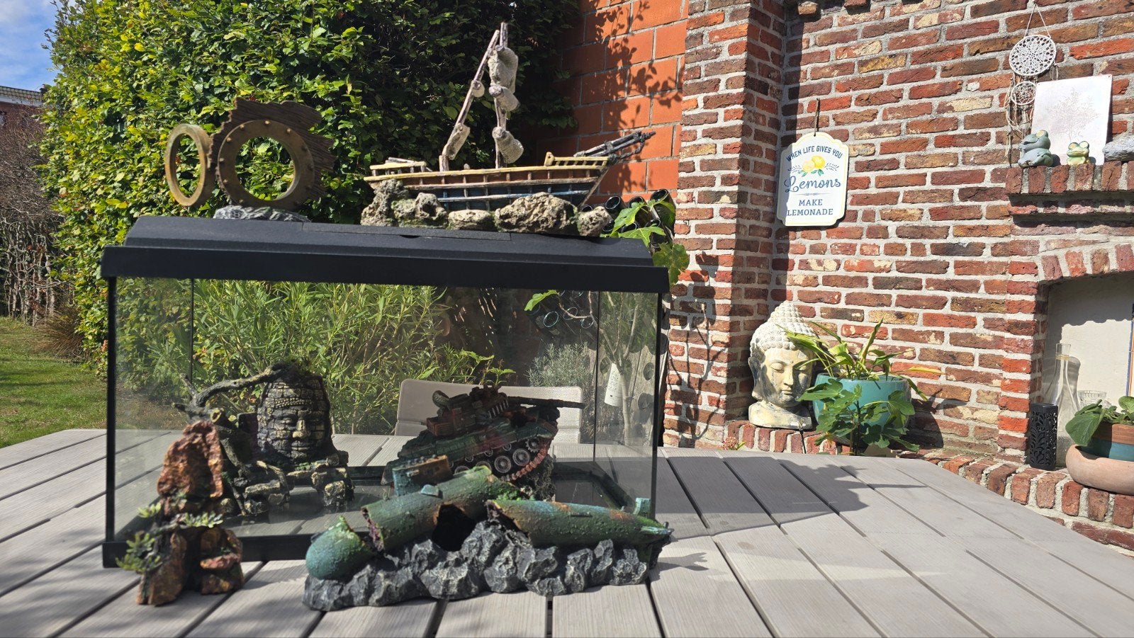 Juwel Primo 60 aquarium 60L met decoratie – onderzeeër, schi, Gebruikt, Inclusief deksel, Ophalen of Verzenden, Leeg aquarium