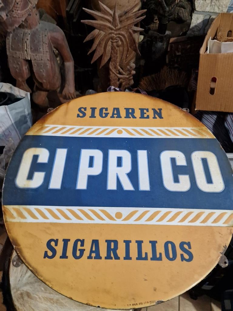 Plaque émaillée Ciprico sigarillos, Collections, Enlèvement