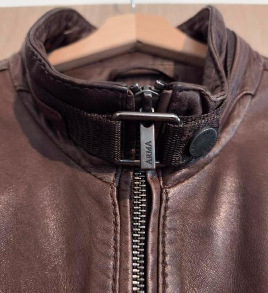 Leren bomberjack voor heren: maat M - 5 zakken, Kleding | Heren, Ophalen of Verzenden, Zo goed als nieuw, Maat 48/50 (M), Bruin