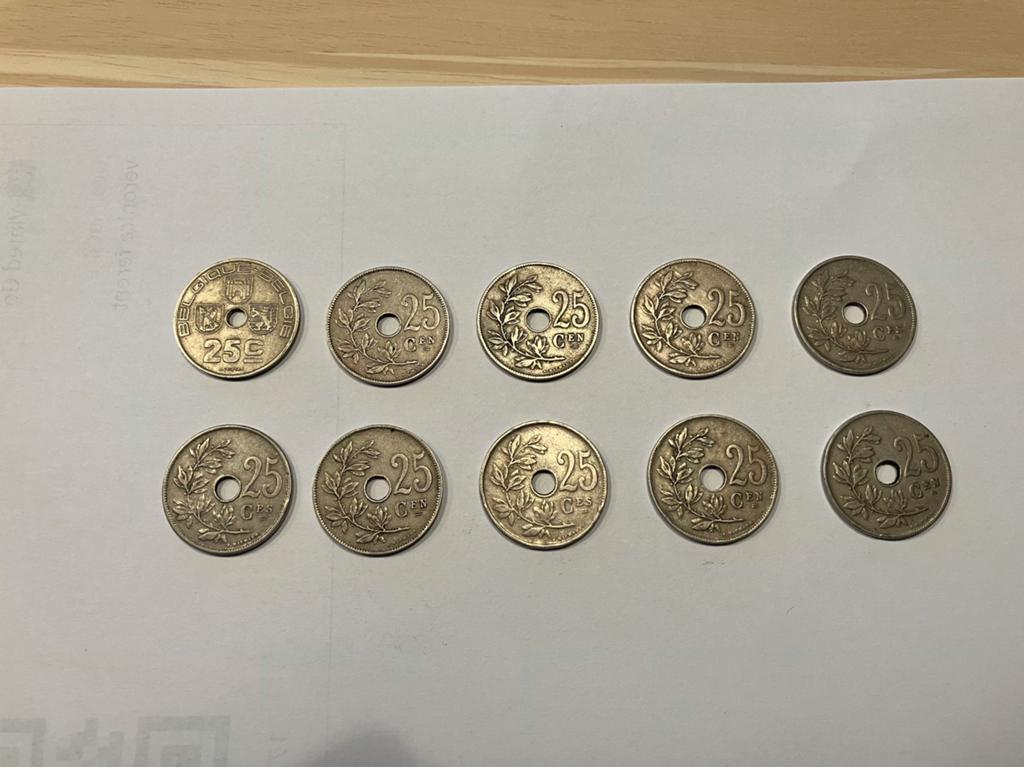 Lot de 10 pieces de monnaie 25 centimes Belge., Timbres & Monnaies, Monnaies & Billets de banque | Collections, Enlèvement, Monnaie