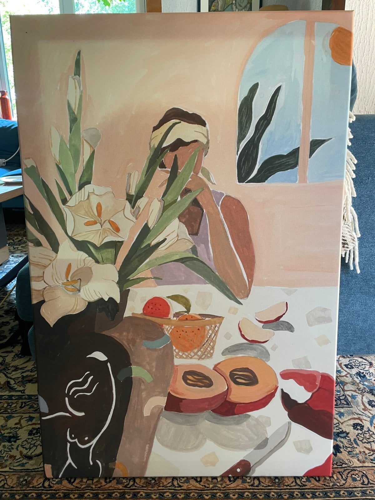 JUNIQE canvas print 90  60 cm – stilleven met vrouw, Enlèvement, Sur cadre en bois, Impression, Nature morte
